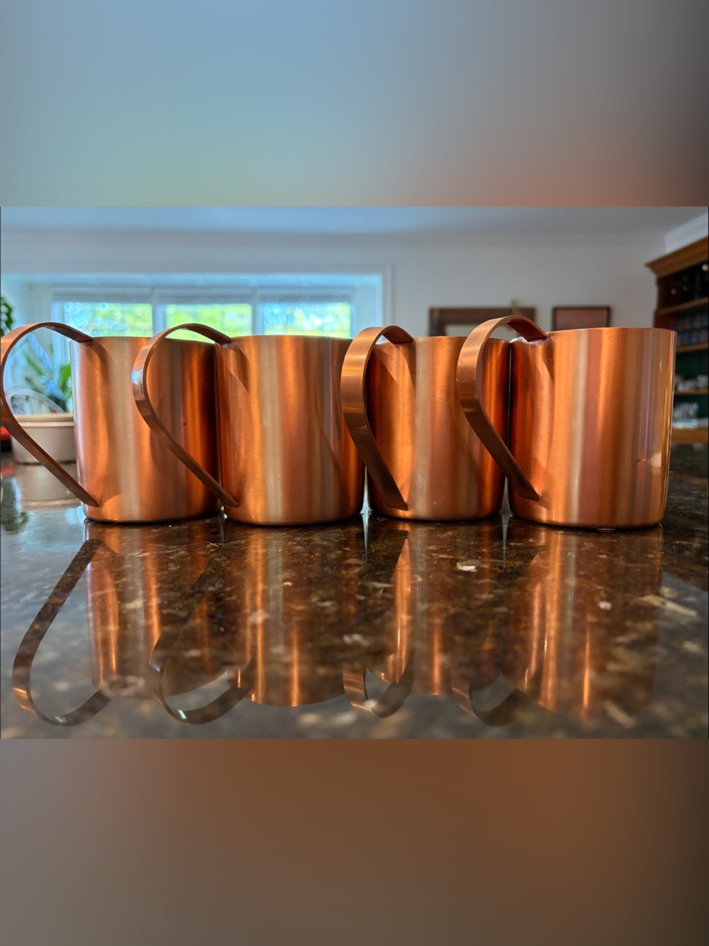Crate & Barrel Copper Mug Set - Warm Copper Finish